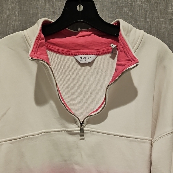 Peloton Women's Pink and White Ombre Half Zip Sweatshirt - Picture 2 of 16
